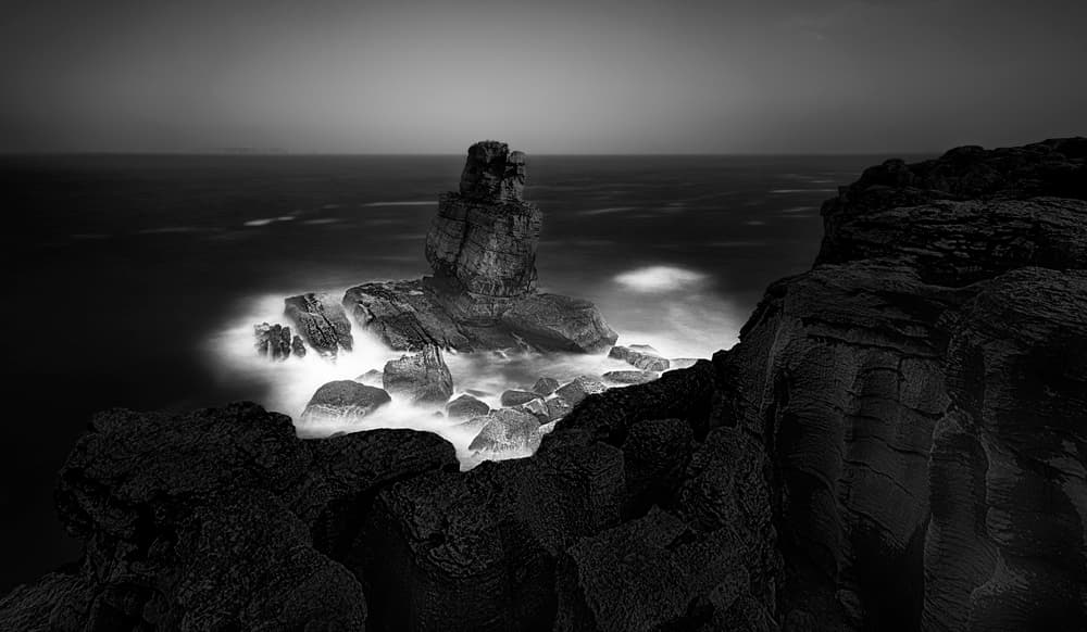 Misty Ocean Rocks by Paulo Abrantes — canvas wall art