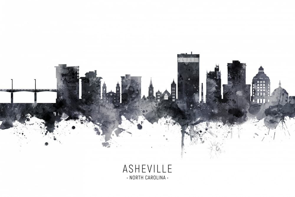 Asheville Watercolor Cityscape by Michael Tompsett — canvas wall art