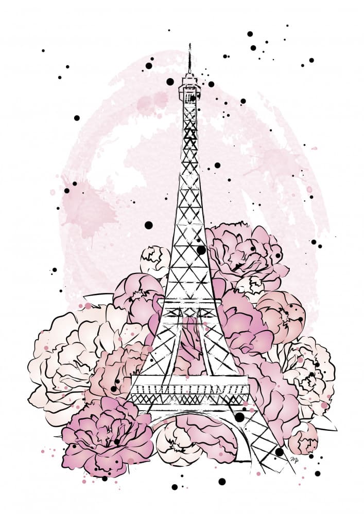 Eiffel Tower Floral Blush by Martina — canvas wall art