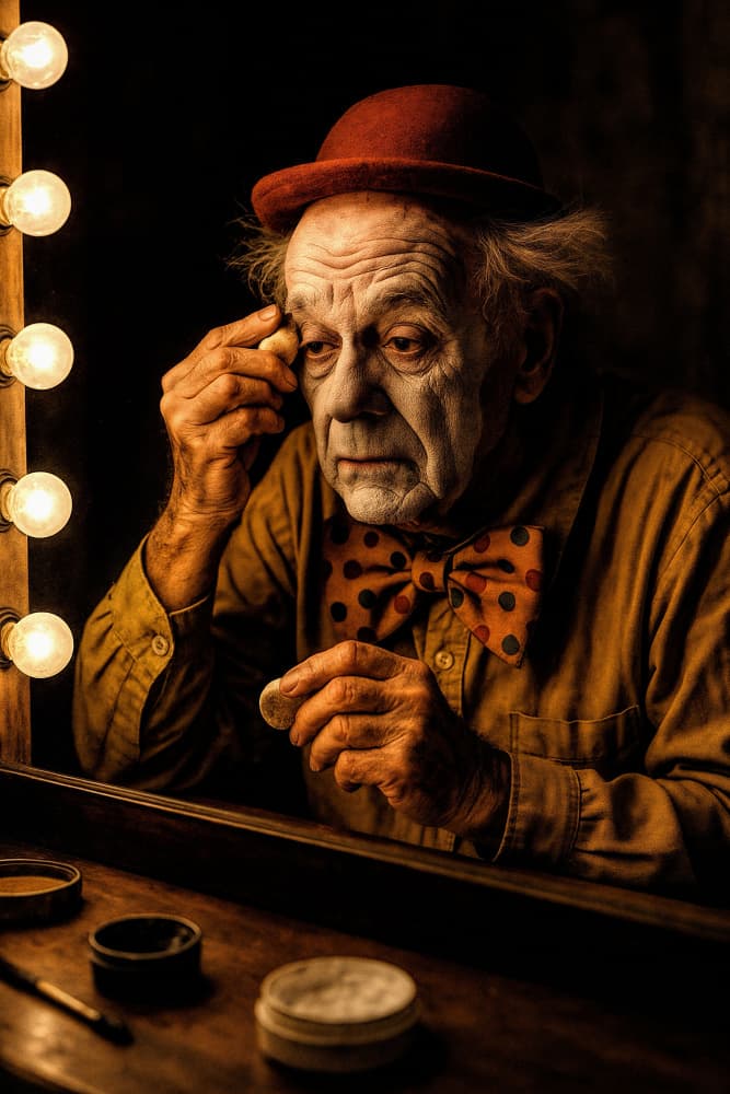 Reflective Clown Backstage by Paulo Medeiros — canvas wall art