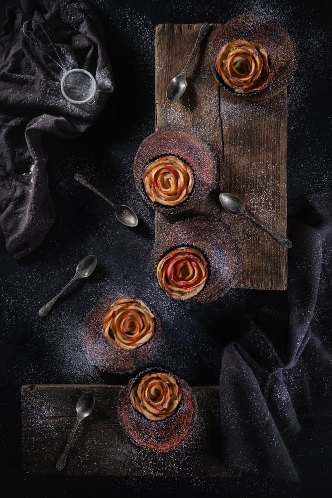 Rustic Apple Rose Tarts by Denisa VLAICU — canvas wall art