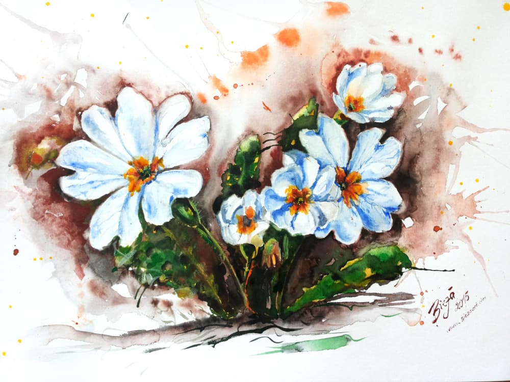 Vibrant Watercolor Flowers by Anda Bieza — canvas wall art