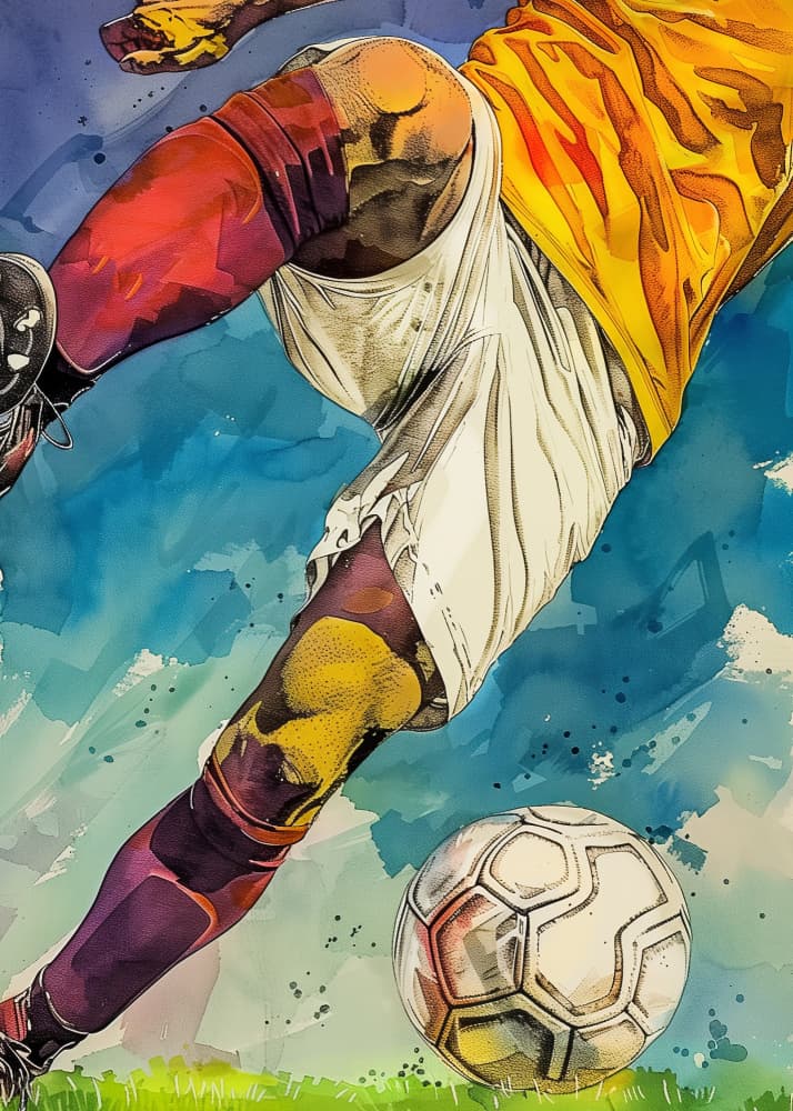 Dynamic Soccer Kick by Justyna Jaszke — canvas wall art