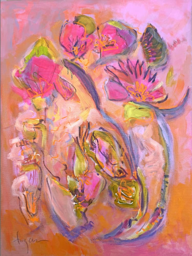 Pink Floral Abstract by Dorothy Fagan — canvas wall art