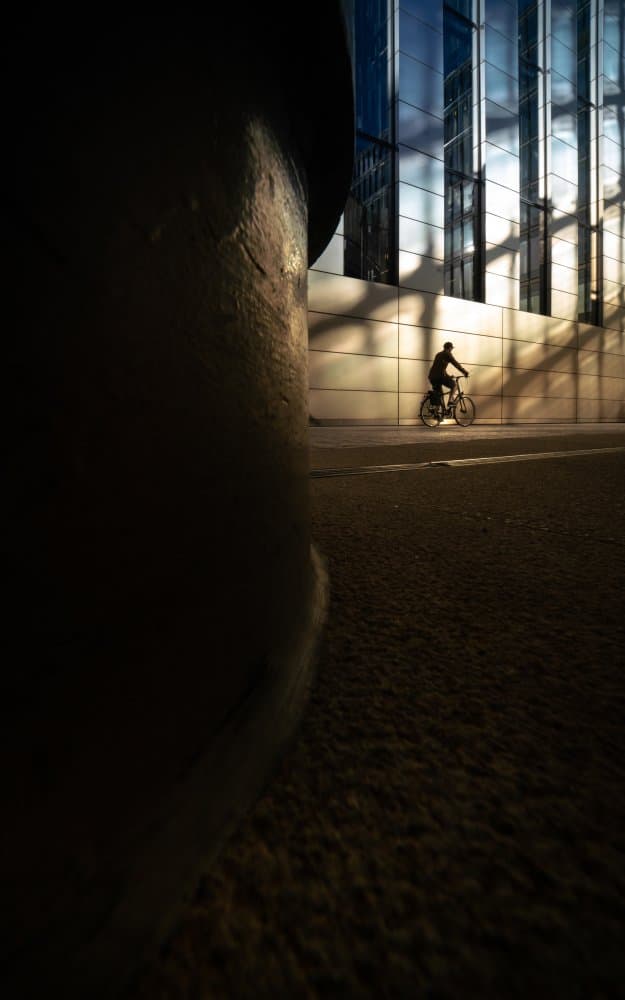 City Cyclist Silhouette by Selaru Ovidiu — canvas wall art