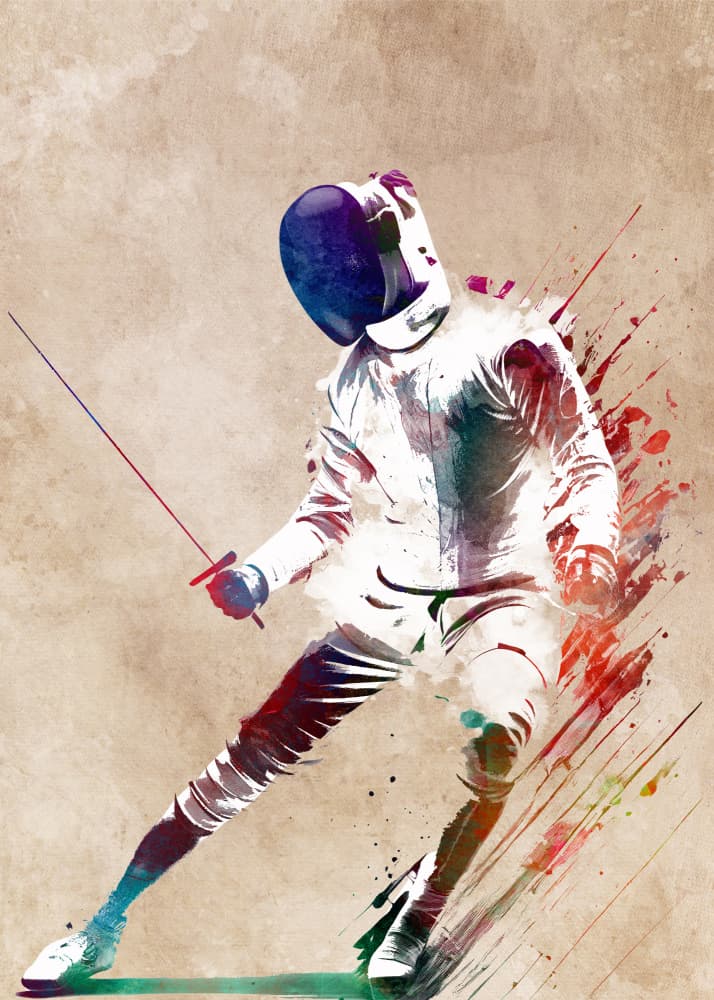 Dynamic Fencer Action by Justyna Jaszke — canvas wall art