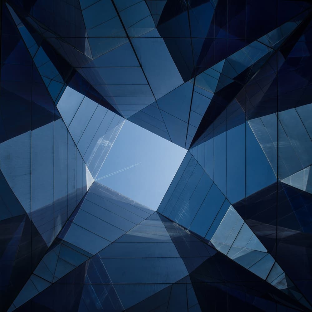 Modern Blue Architecture by Jochen Bongaerts — canvas wall art