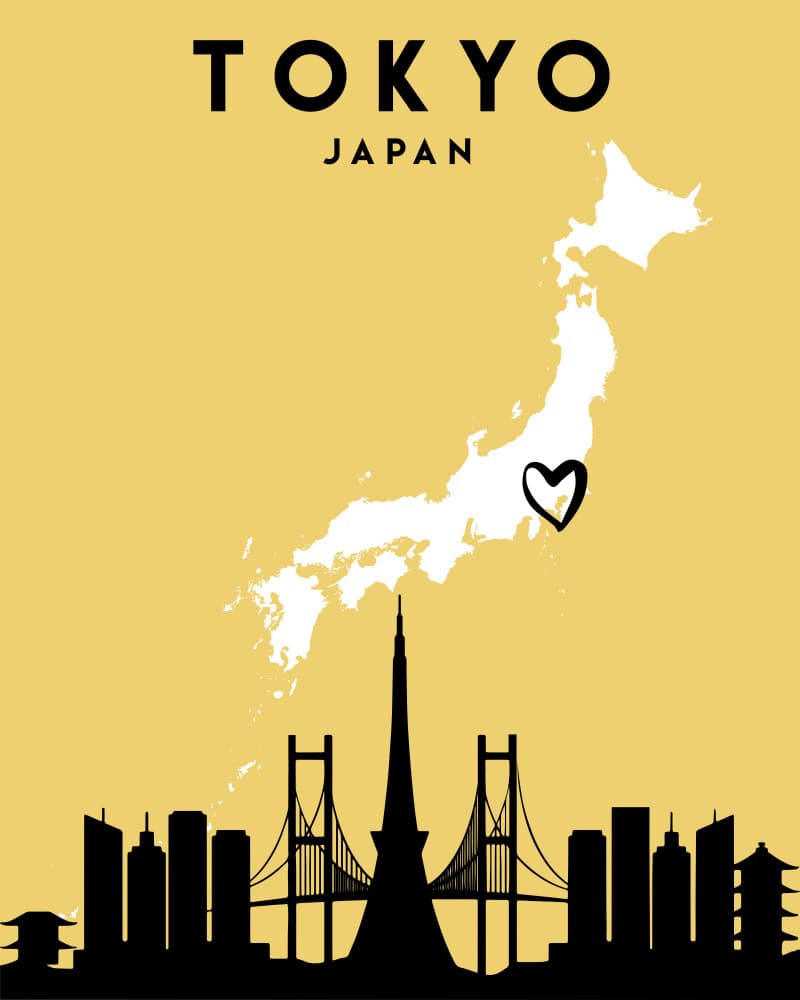 Tokyo Japan Golden City by Emiliano Deificus — canvas wall art
