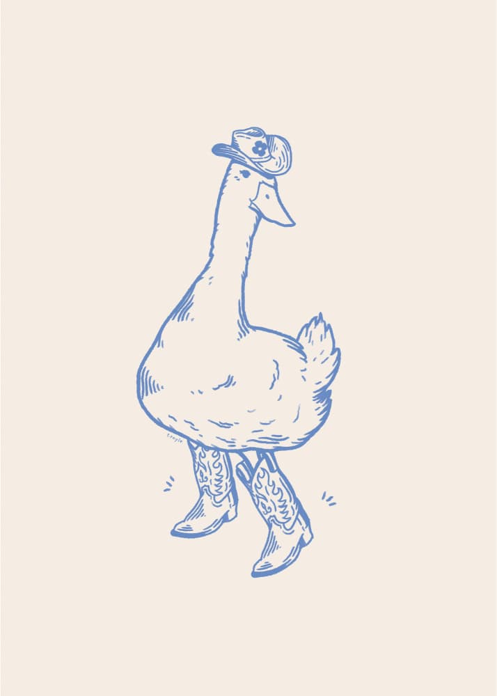 Whimsical Cowboy Goose by Tara Royle — canvas wall art