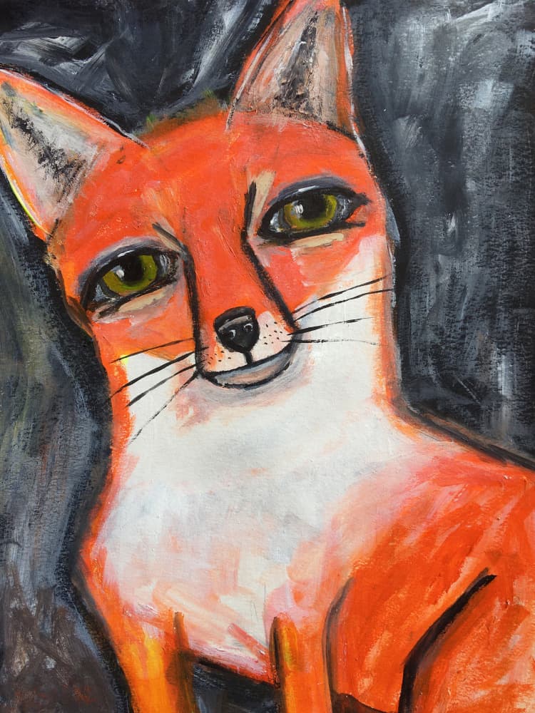Whimsical Fox Portrait by Sharyn Bursic — canvas wall art