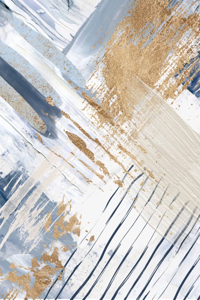 Golden Blue Strokes by Sally Ann Moss — canvas wall art