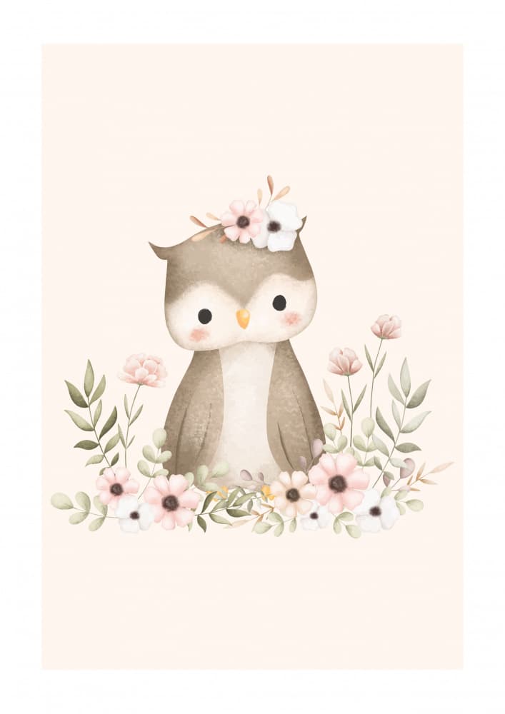 Baby Owl in Bloom by Saskia Michele — canvas wall art