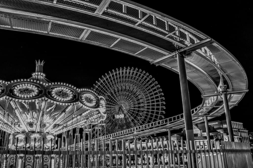 Vintage Amusement Park Night by Atsushi Inamura — canvas wall art