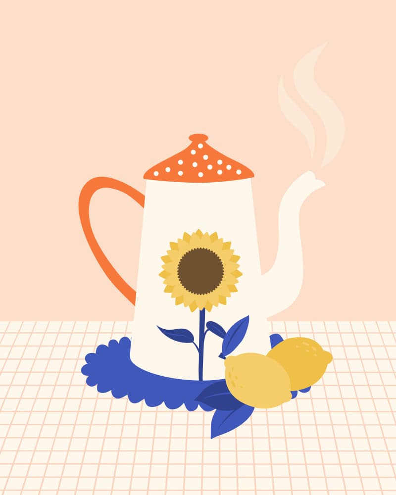 Sunflower Tea Time by Artprink — canvas wall art