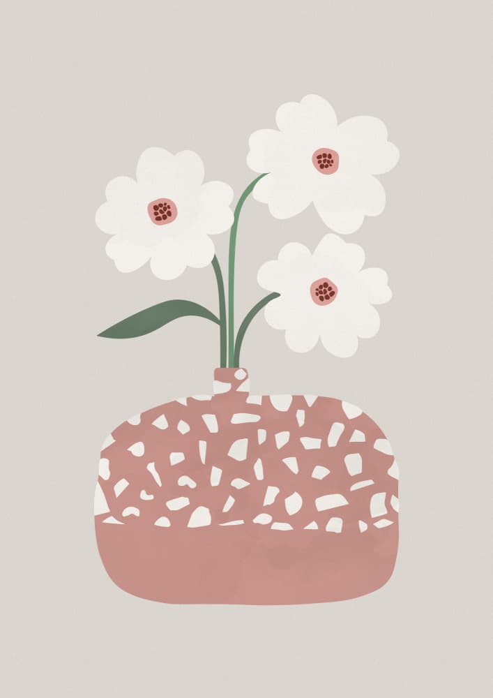 Blush Terrazzo Flowers by Orara Studio — canvas wall art