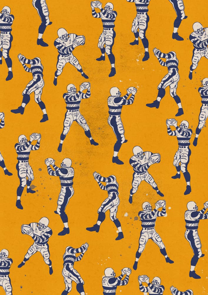 Retro Football Players by Nicholas — canvas wall art