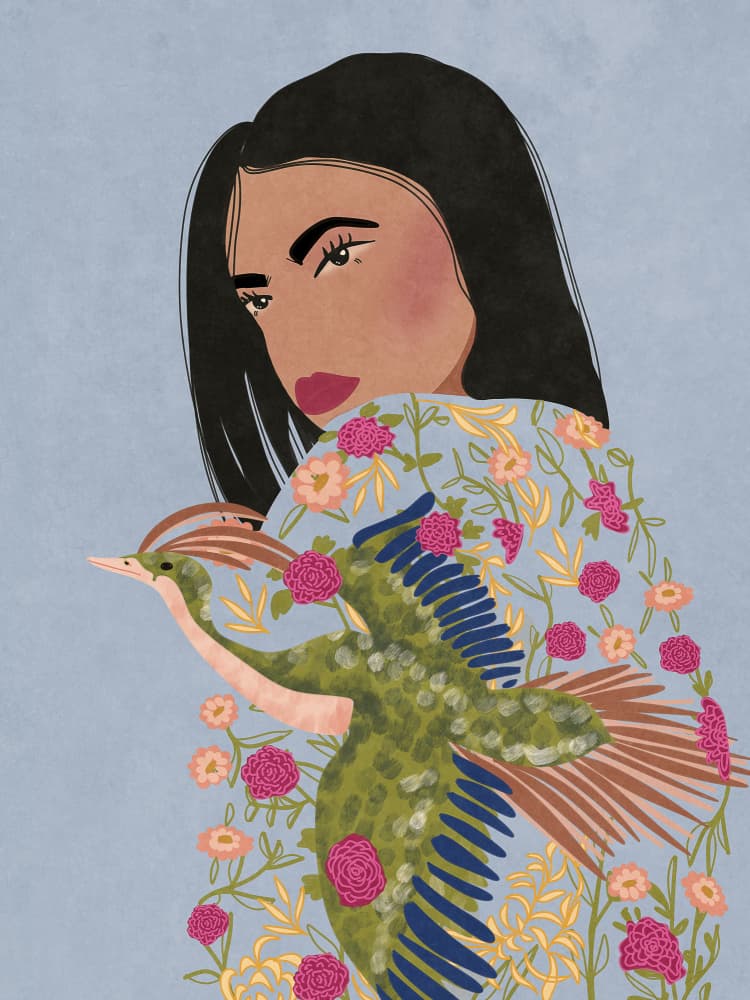 Girl with Crane by Raissa Oltmanns — canvas wall art