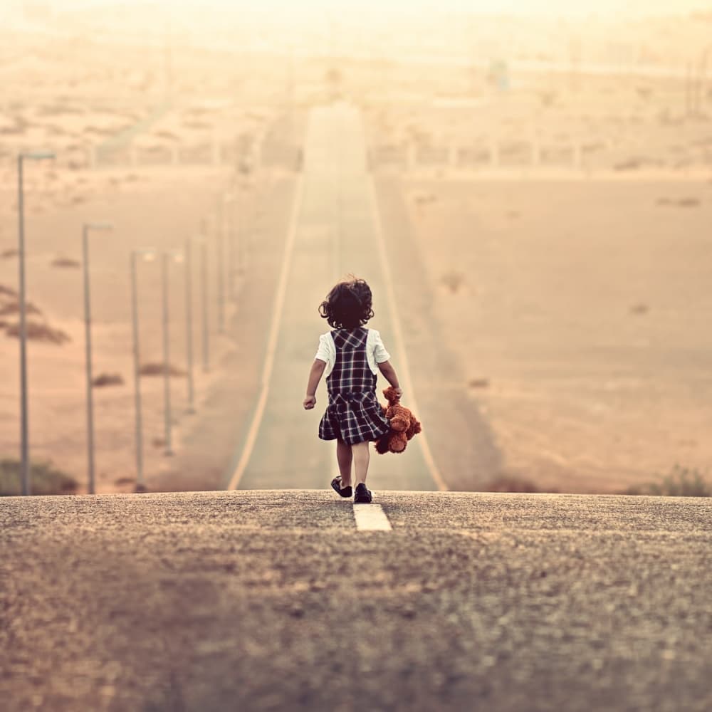 Little Girl's Long Road by Naufal — canvas wall art