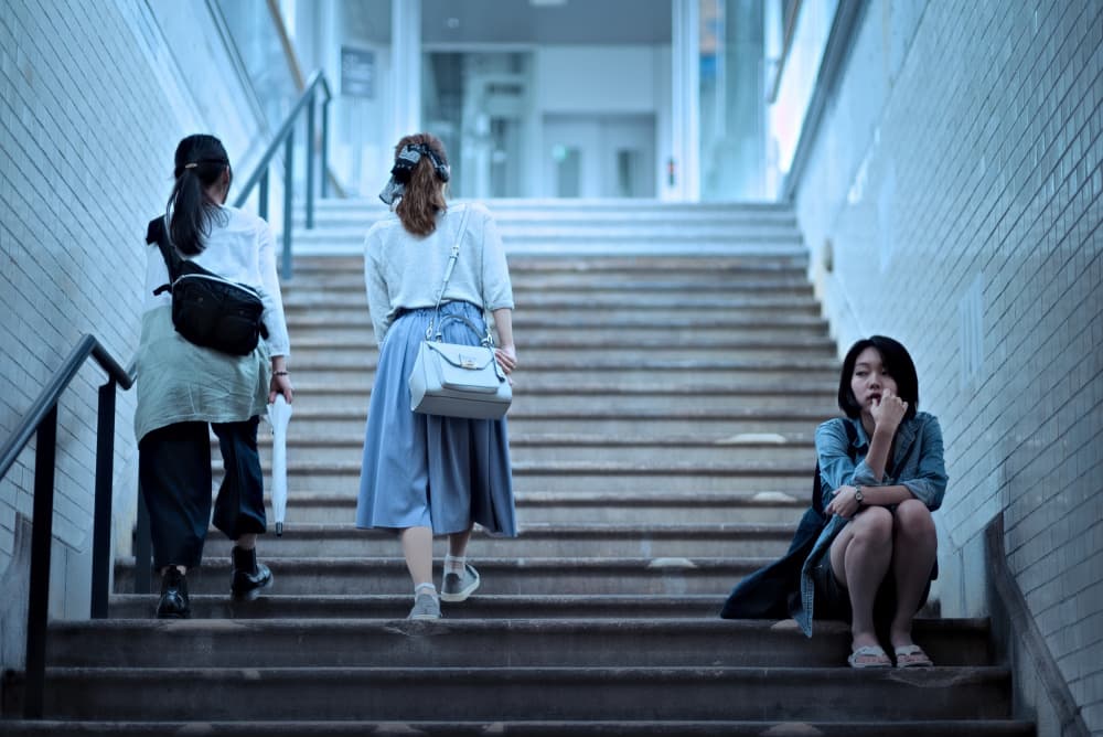 Girls on Urban Steps by moucorn — canvas wall art