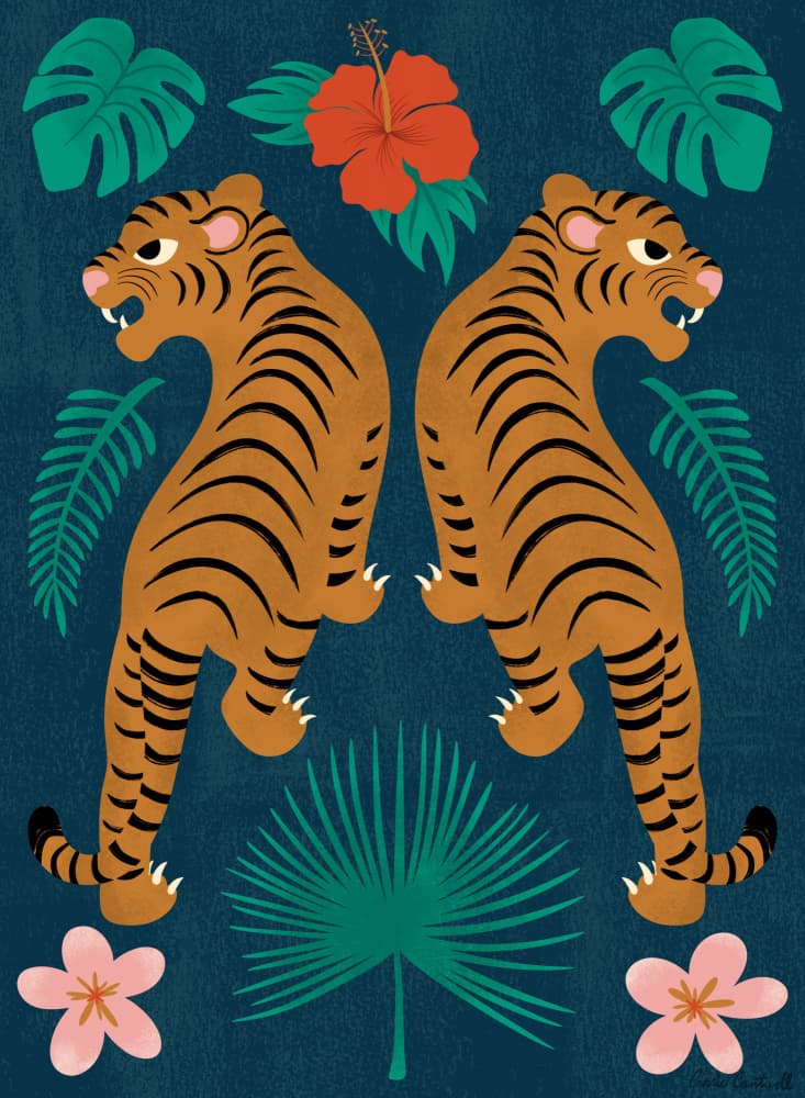 Jungle Tigers 2 by Carrie Cantwell — canvas wall art