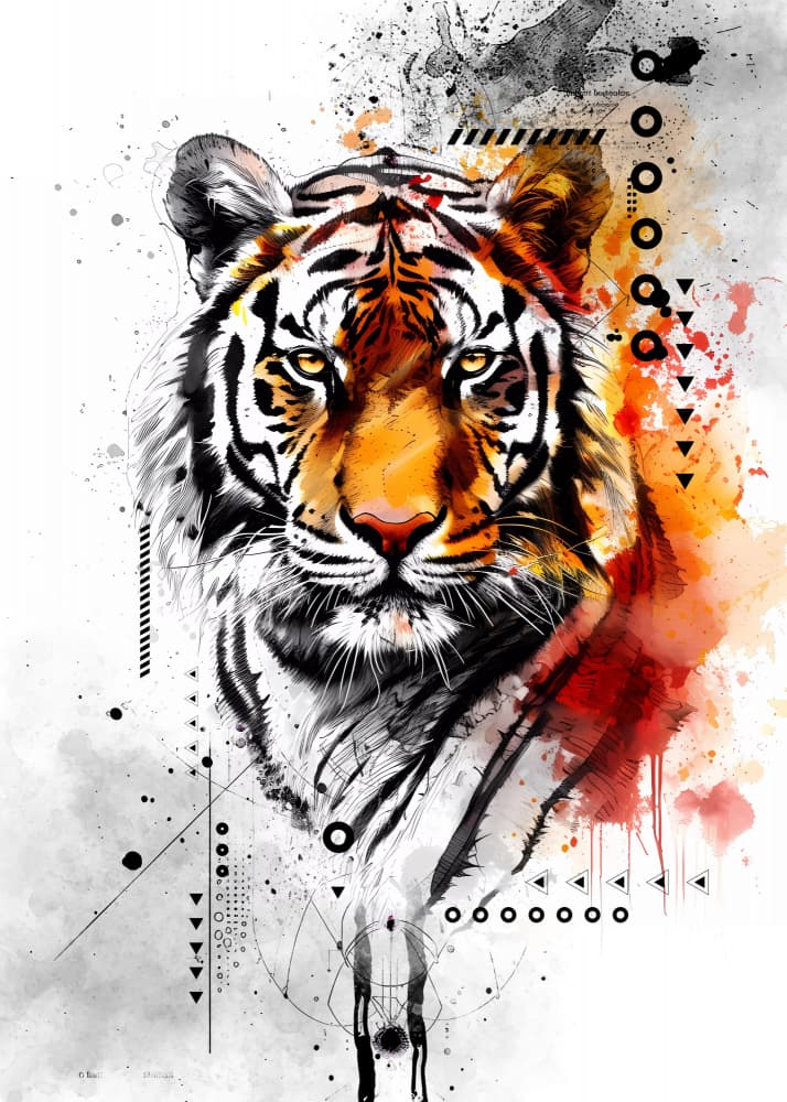 Abstract Tiger Portrait by Rafal Kulik — canvas wall art