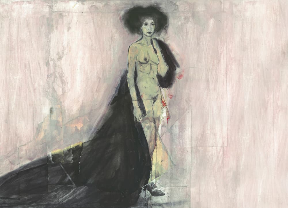 Dramatic Nude in Cloak by Ute Rathmann — canvas wall art