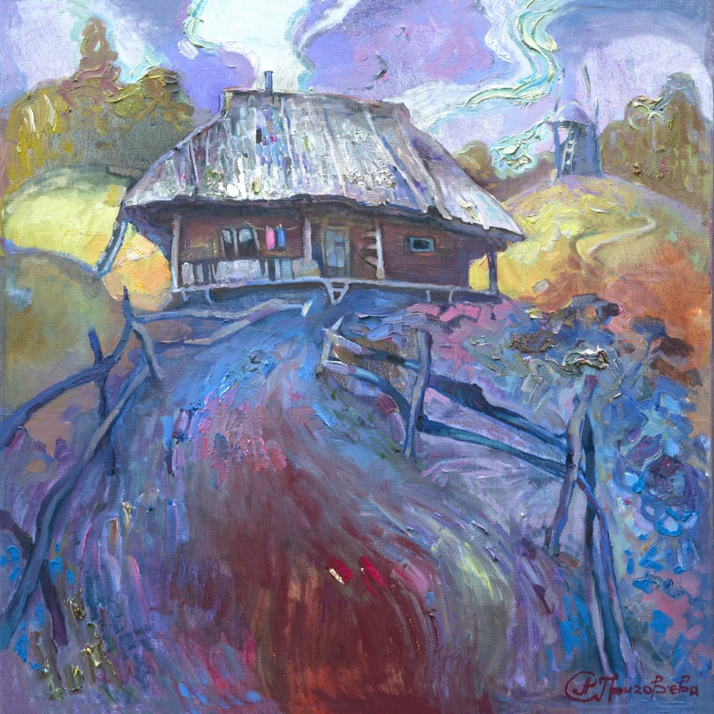 Vibrant Rural Cottage by Anastasiia Grygorieva — canvas wall art