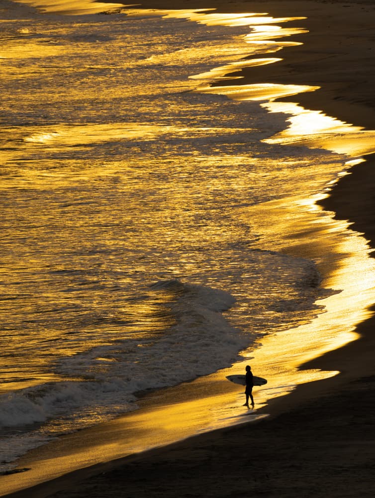 Golden Hour Surfer by Tsutomu Sakamoto — canvas wall art