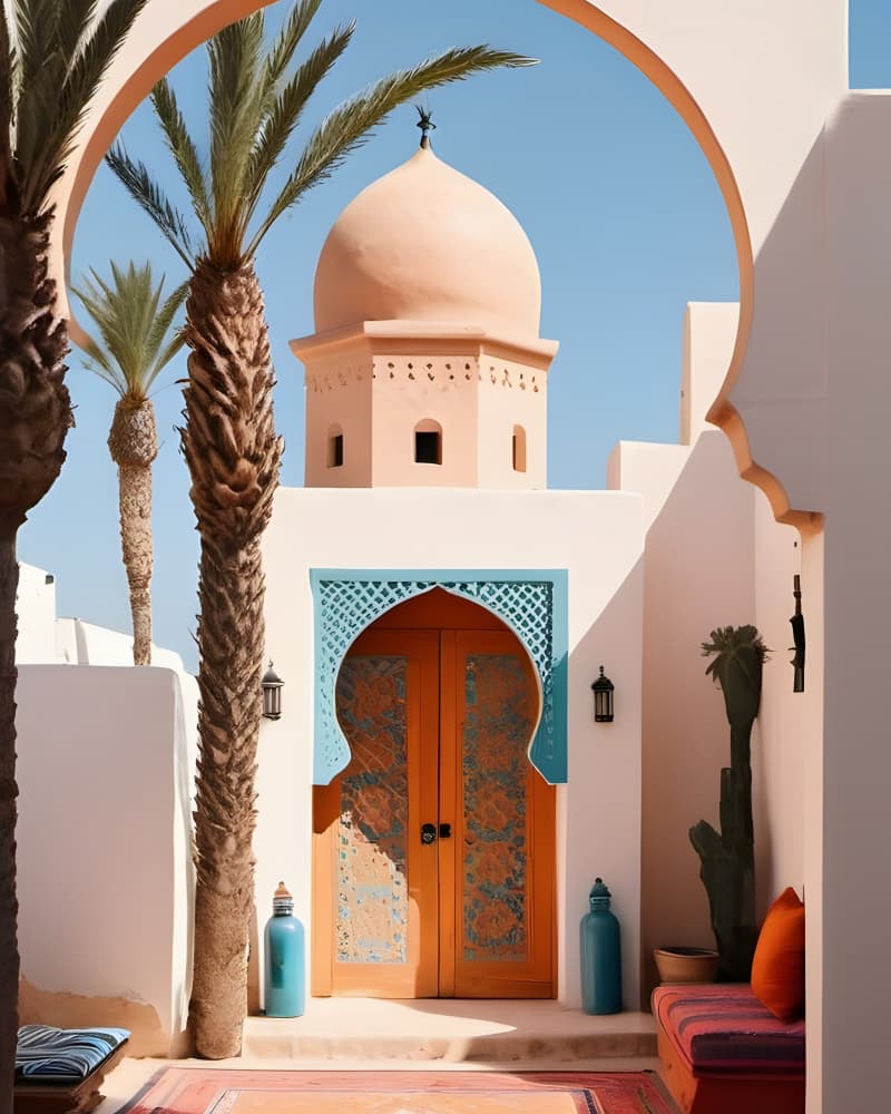 Moroccan Courtyard Oasis by Kintsugi99 — canvas wall art
