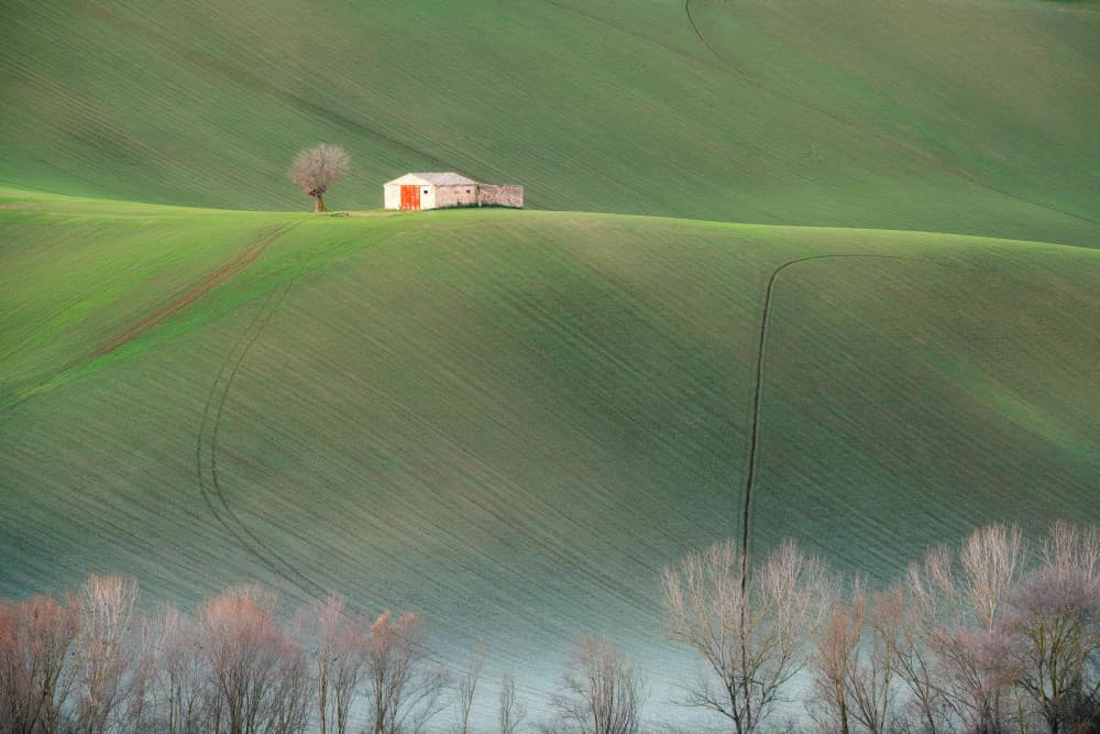 Rolling Green Farmhouse by Fiorenzo Carozzi — canvas wall art