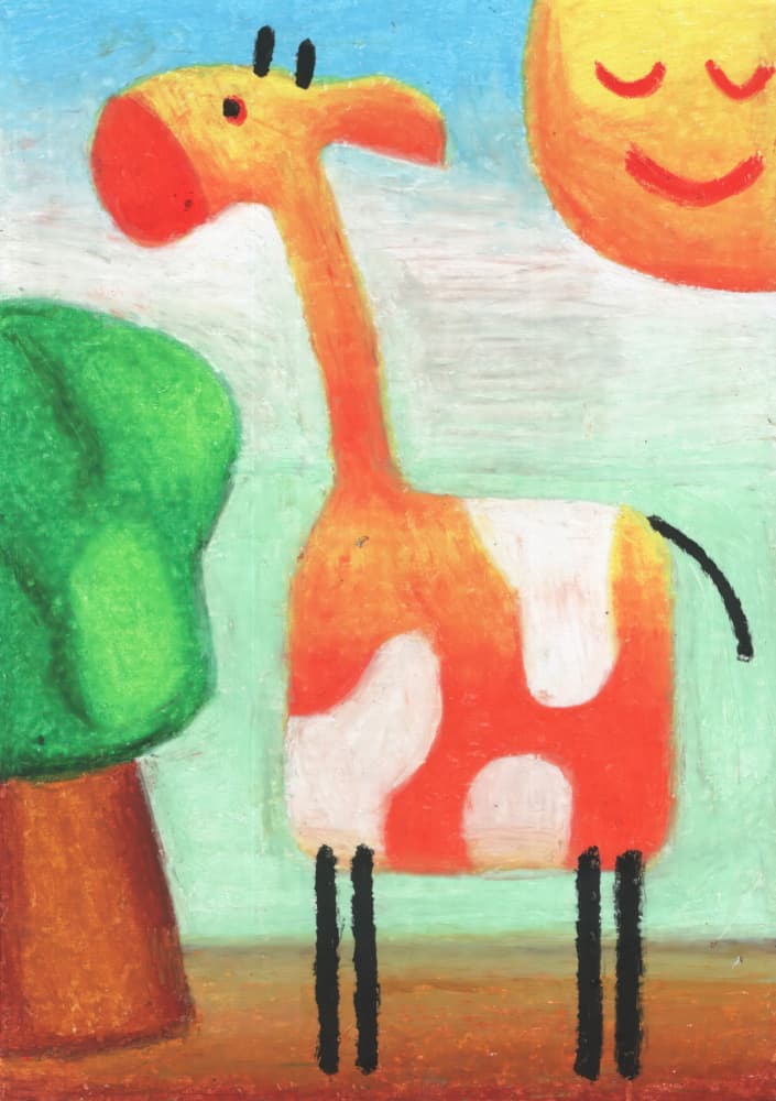 Happy Cartoon Giraffe by Kulik — canvas wall art