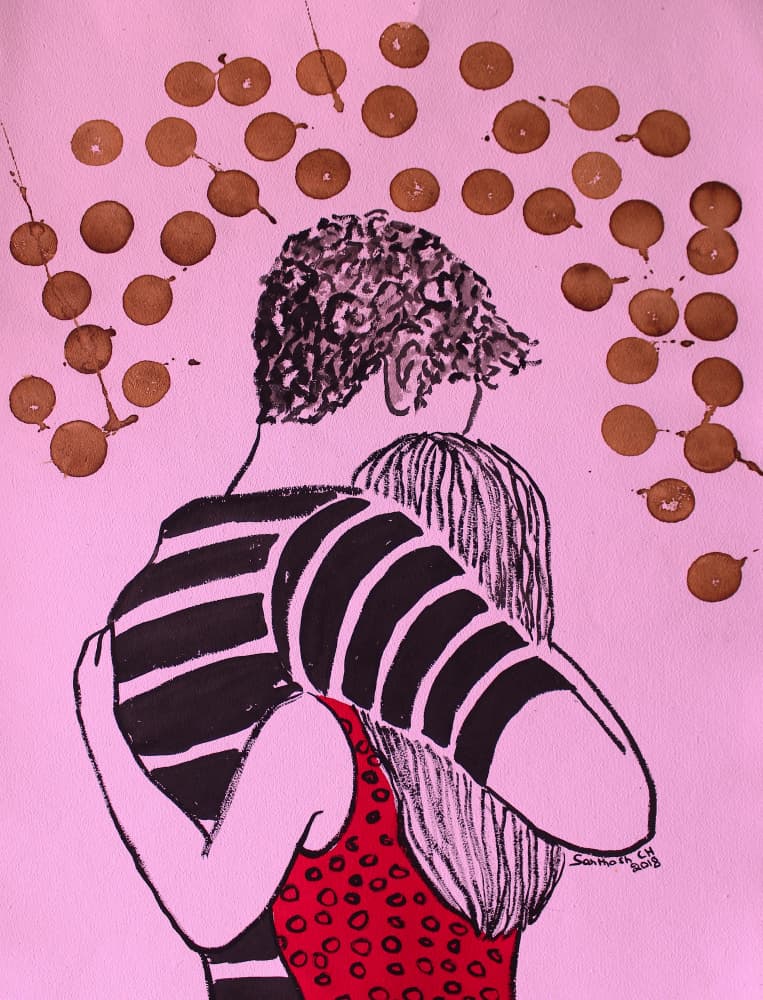 Couple's Warm Embrace by Santhosh ch — canvas wall art