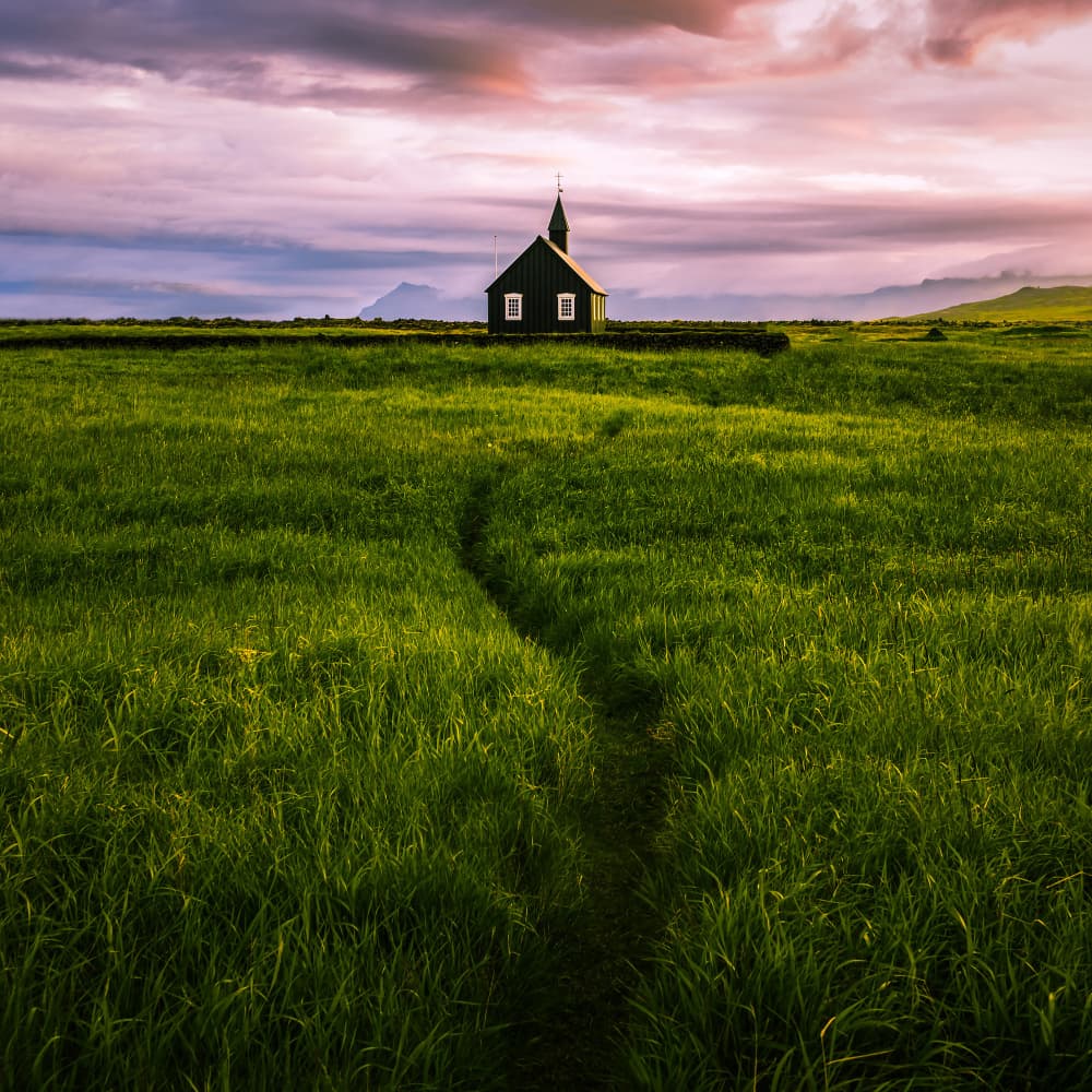 Black Church Sunset by Irene Wu — canvas wall art