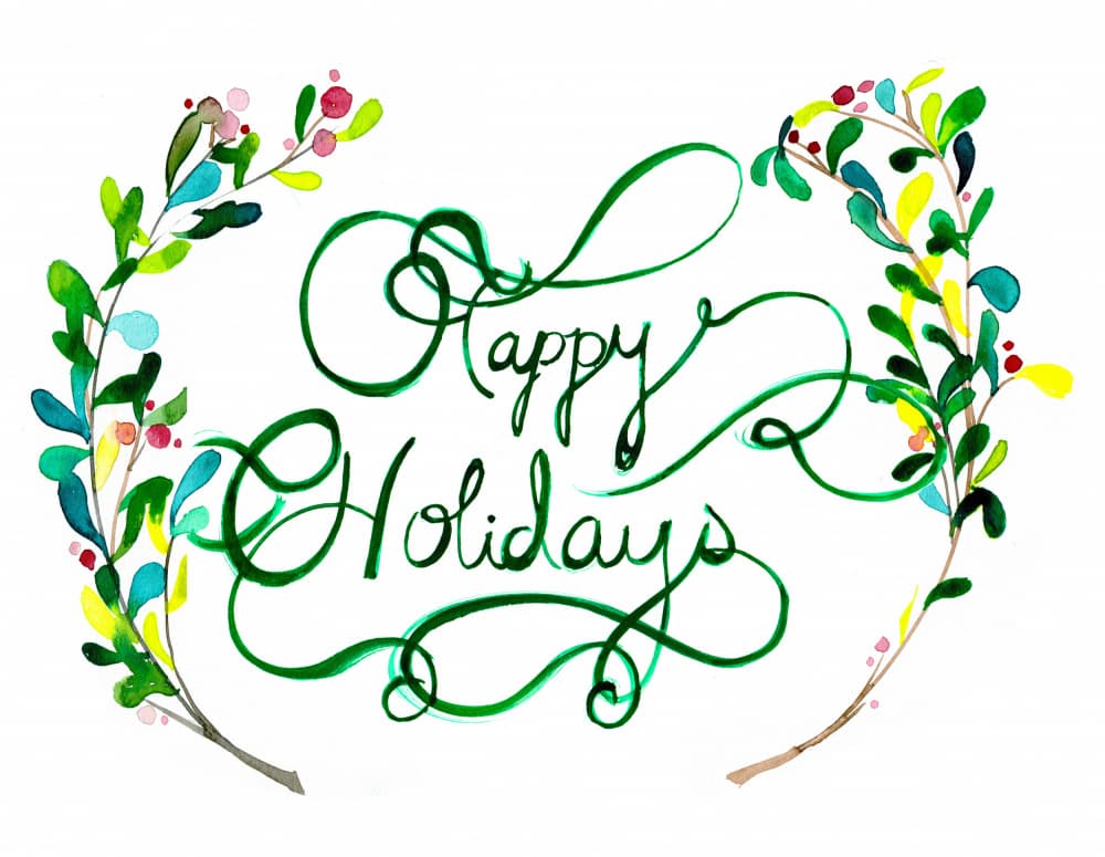 Watercolor Happy Holidays by Christine Lindstrom — canvas wall art