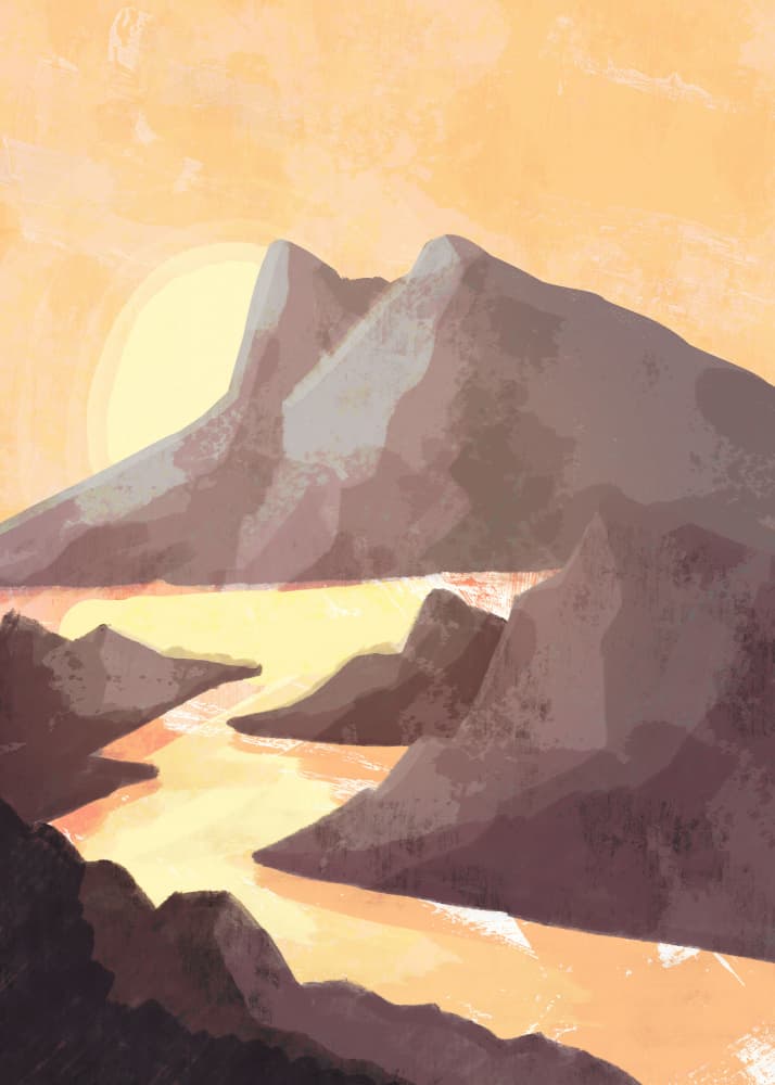 Golden Hour Mountains by Stephen Wade — canvas wall art