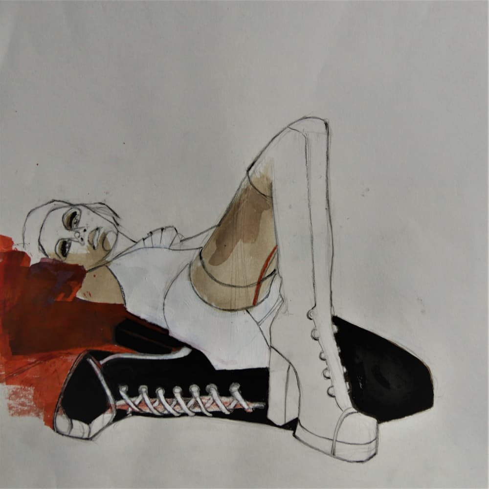 Stylish Woman White Boots by Doris Schmitz — canvas wall art