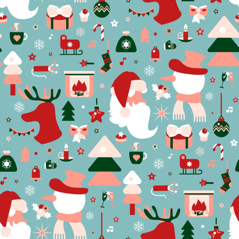 Festive Christmas Pattern by Marika Barsrsind — canvas wall art