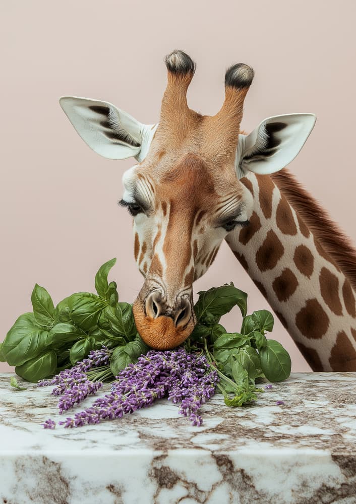 Giraffe’s Herbal Delight by Niky Rahner — canvas wall art