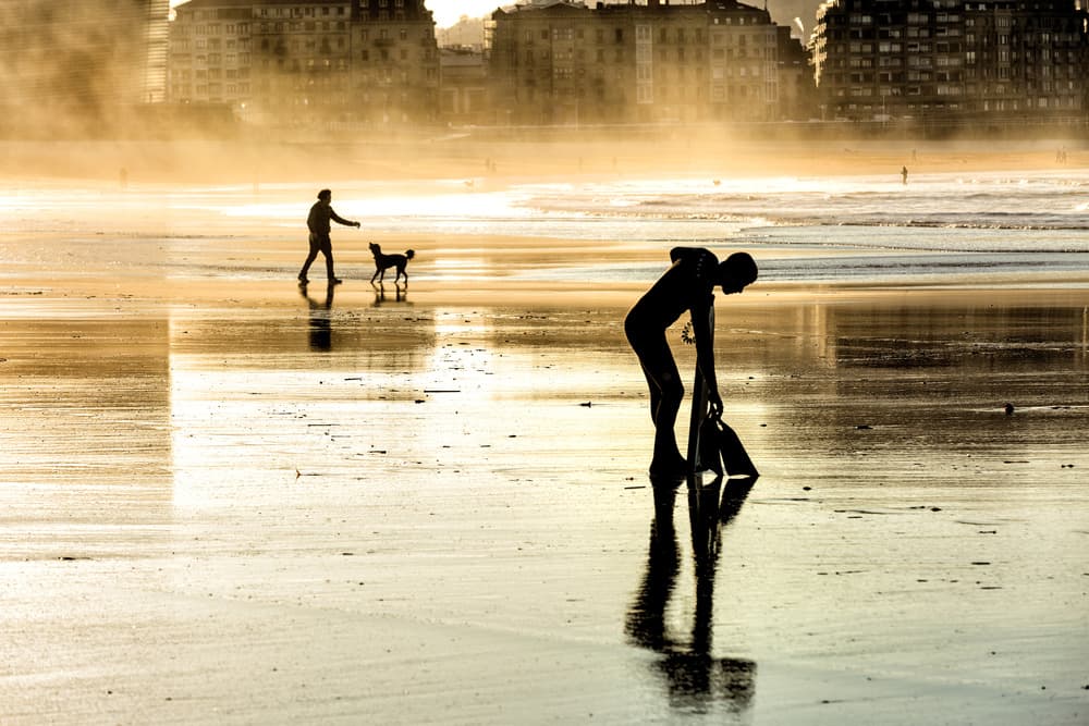 Golden Hour Beach Silhouettes by Jois Domont ( J.L.G.) — canvas wall art