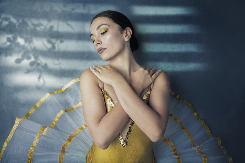 Golden Ballerina Shadow by Pasquale Guerra — canvas wall art