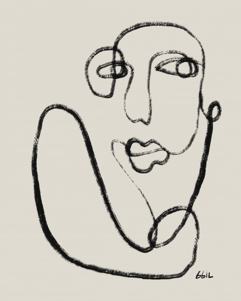 Continuous Line Portrait by GIovanna Gil Alves — canvas wall art
