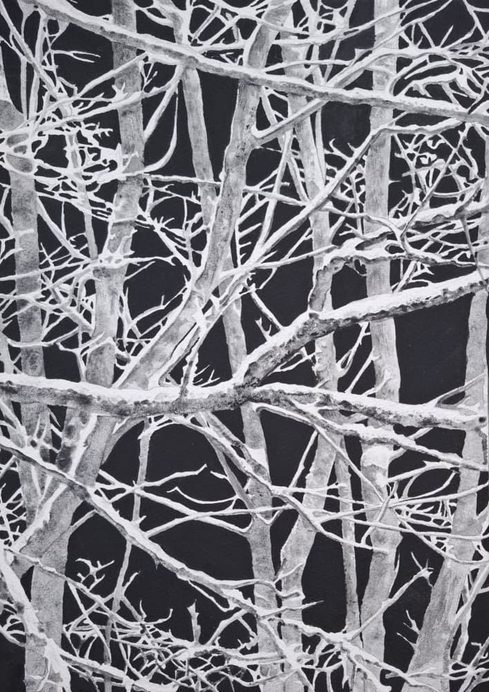 Snowy Winter Branches by Alex Walsh — canvas wall art