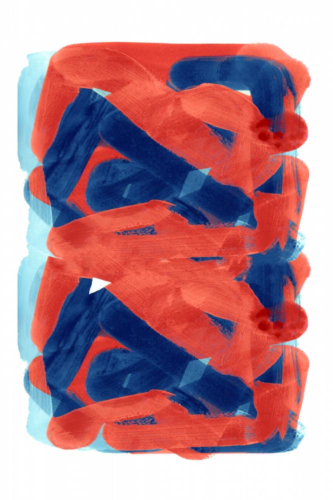 Bold Red Blue Strokes by cartissi — canvas wall art