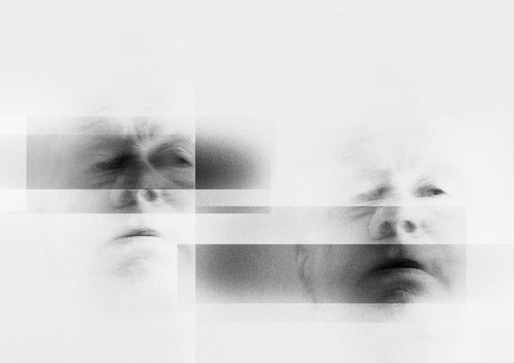 Abstract Faces Black White by Ylva Sjögren — canvas wall art