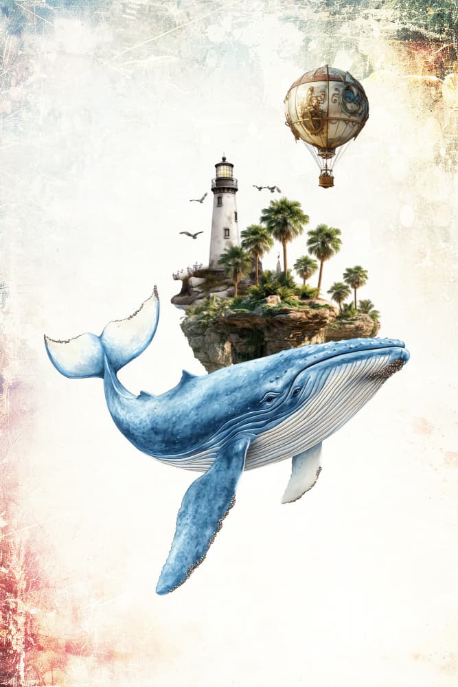 Flying Whale Island by Rafal Kulik — canvas wall art