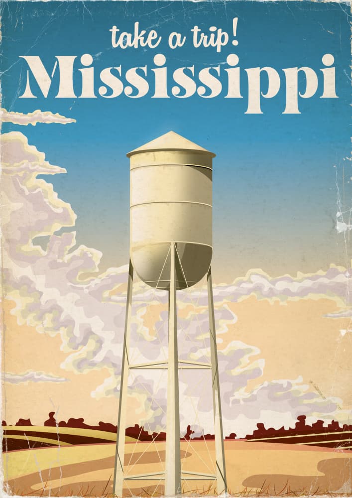 Mississippi Water Tower Travel by Nicholas — canvas wall art