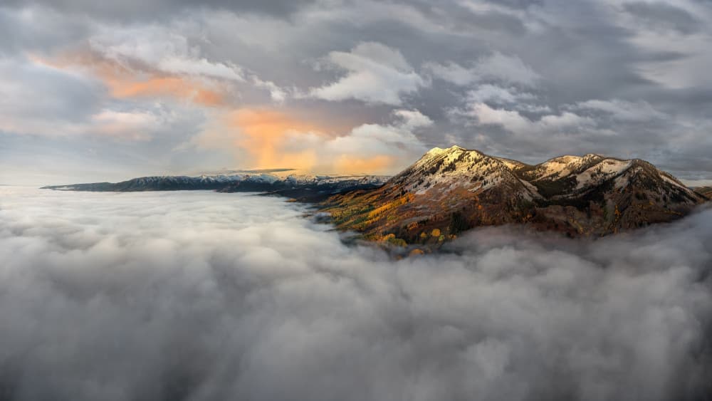 Golden Peaks Above Clouds by John Fan — canvas wall art