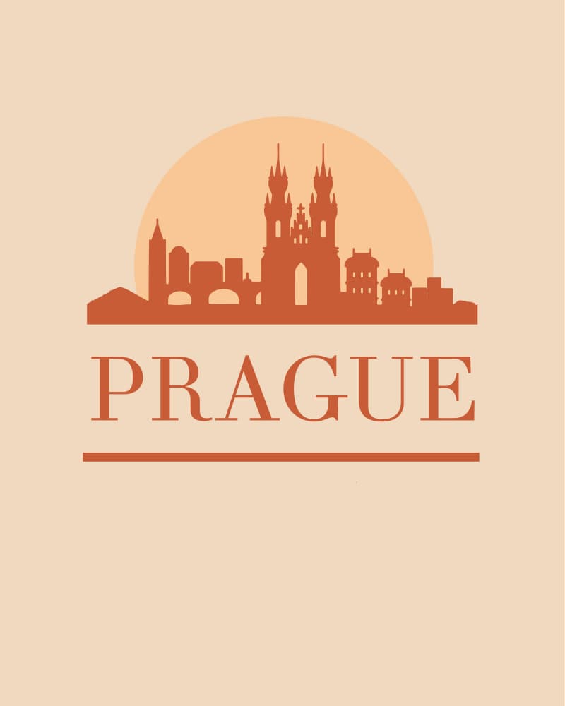 Prague Sunset Skyline by Emiliano Deificus — canvas wall art