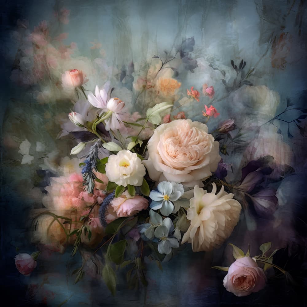 Dreamy Floral Bouquet by Bilge Paksoylu — canvas wall art