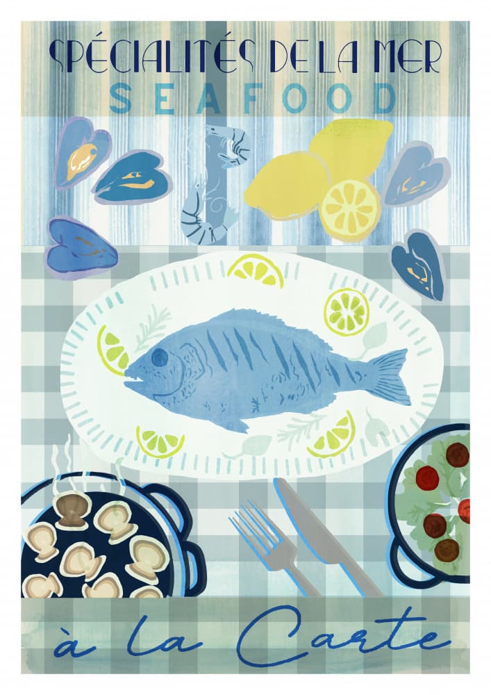 Fresh French Seafood Meal by casa cartissi — canvas wall art
